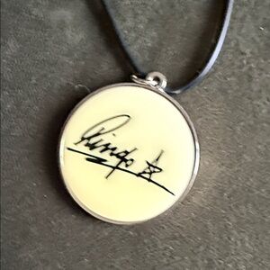 Signature Round Pendant Necklace in Cream Ringo Star from Beatles